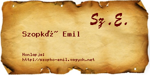 Szopkó Emil névjegykártya